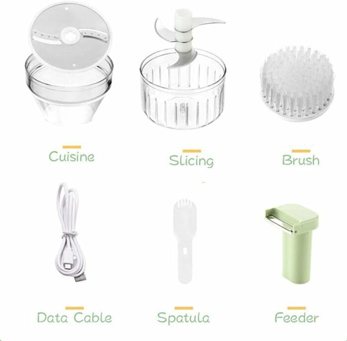 4-In-1 Handheld Food Processor Multifunctional Food Chopper Kitchen Tool Type-C Rechargeable Flesh Blender Waterproof Mini Food Processor Vegetab