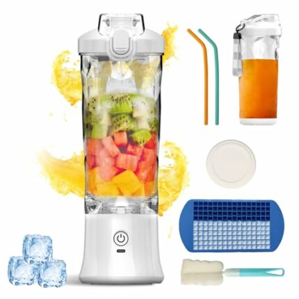 Portable Blender, Fresh Juice Blender Bottle for Shakes and Smoothies, Waterproof Smoothie Blender with 6 Blades, Usb Rechargeable Mini Blender,