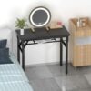 YJHome Folding Table Small Computer Desk Writing Foldable Work Desk Portable No Assembly Required for Small Spaces Home Office School Bedroom, Bl