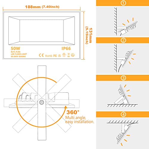 LED Floodlight Outdoor 50W 5000LM, Colour Changing Flood Lights, RGB 120 Colours and Warm White, Timing Remote Control,IP66 Waterproof UK3-Plug (