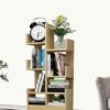 MILECN Tree Bookshelf, 7-Tier Shelf Rustic Bookcase | Retro Wood Storage Rack For Cds/Movies/Books | Anti-Fall Utility Organizer Shelves For Livi