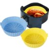 2Pcs Silicone Air Fryer Liners Reusable Air Fryer Silicone Pot Heat Resistant Round Silicone Baking Pan/Basket Air Fryer Accessories Paper Liners