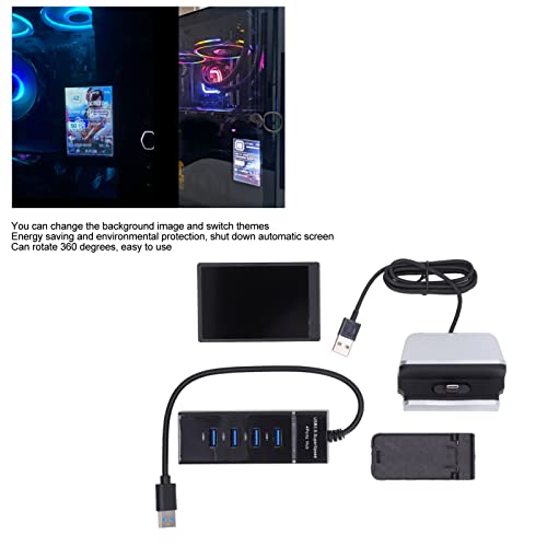 Pilipane Mini Display,Mini Monitor, Mini Screen, Computer Monitor Screen 3.5 Inch USB Black, Stepless Brightness Adjustment, PC Sensor Field Disp