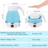 WADEO Foldable Electric Kettle, Portable Travel Electric Kettle with Food Grade Silicone, Quick Boiling Kettle with 2 Collapsible Cups & 1 Collap
