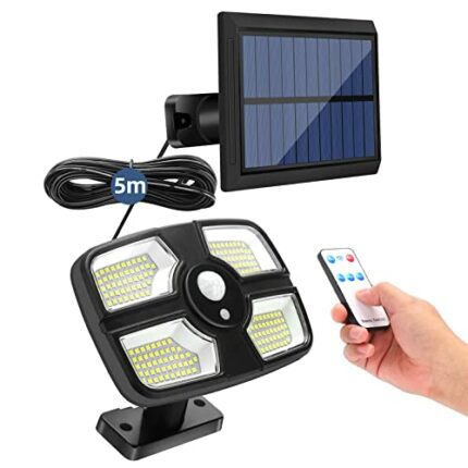 Solar Security Lights Outdoor Motion Sensor,208 LED Solar Lights Outdoor with Remote Control,3 Lighting Modes Solar Powered Wall Lights with 16.4