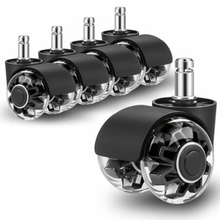 Office Chair Wheels Set of 5 11x22mm, Rubber Chair Castors for Gaming Chairs, Office Chair Wheels Replacement Castors for Hard Floors, Parquet, C