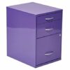 OSP Home Furnishings Heavy Duty 3-Drawer Metal Cabinet for Standard Files and Office Supplies, Carbon Steel Polyethylene, Purple Finish, 22"