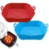 ZHONYEE 2 Pack Square Air Fryer Silicone Liners, Reusable Heat-Resistant and Food Safe Air Fryer Accessories, Easy Cleaning, Top 8.6 Inch Bottom