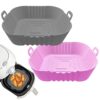 ZHONYEE 2 Pack Square Air Fryer Silicone Liners, Reusable Heat-Resistant and Food Safe Air Fryer Accessories, Easy Cleaning, Top 8.6 Inch Bottom