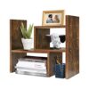 TY ARTS & CULTURE - Expandable Wood Desktop Storage Organizer Multipurpose Desk Bookshelf Display Shelf Rack Counter Top Bookcase for Office Home