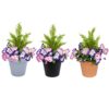 Artificial Pink & Purple Petunia Grey Patio Planter 60cm/24in