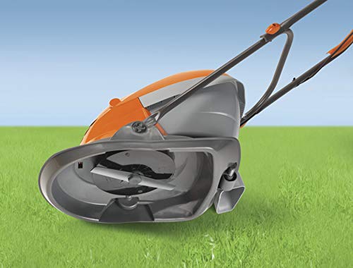 Flymo Hover Vac 250 Electric Hover Collect Lawn Mower - 1400W, 25cm Cutting Width, 15L Grass Box, Ambidextrous Handles, Folds Flat, Orange and Gr