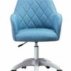 NMDCDH Home Office Modern Twill Fabric Adjustable Mid-Back Task Ergonomic Executive Chair Adjustable Height and Armrest for Women, Blue