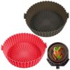 2 Air Fryer Silicone Pot Extra Large Capacity 8.5inch, Silicone Air Fryer Liner, Reusable Non-Stick Air Fryer Basket Silicone, for Oven, Air Frye