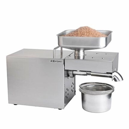 YUEWO Automatic Oil Press Machine 1500 Watt Commercial Grade Extractor Oil Expeller for Flax Peanut Castor Hemp Seed Canola Sesame Sunflower 304
