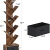 Rolanstar Tree Bookshelf Bookcase with Drawer, Floor Standing Tree Bookcase, Bookshelves Storage Rack for CDs/Movies/Books, Utility Organizer She