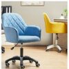 NMDCDH Home Office Modern Twill Fabric Adjustable Mid-Back Task Ergonomic Executive Chair Adjustable Height and Armrest for Women, Blue