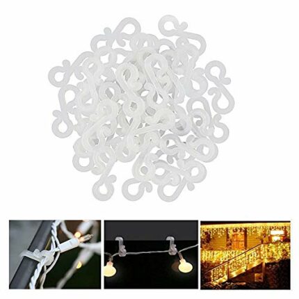 Meetory 100 Pcs Gutter Hooks for Outdoor Lights, Christmas Lights Gutter Clips, Mini Plastic Outdoor Light Hooks S Clips for Christmas Xmas Decor