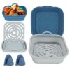 Silicone Air Fryer Liner, Tower Air Fryer Accessories， 8.3Inch Square Air Fryer Basket, Air Fryer Silicone Liners Reusable, 2Pcs Foldable （Bule a