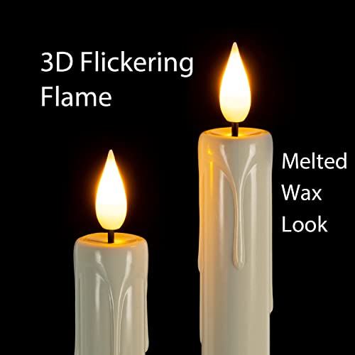 Homemory 6 Pcs LED Flameless Taper Candles with Remote, Flickering Battery Operated CandleSticks, Plastic Window Candles, 24CM for Halloween Chri