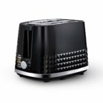 Tower T20082BLK Solitaire 2 Slice Toaster Black Chrome Accents, 850W, Black