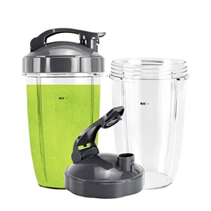 Blender Replacement Cups 24 oz for NutriBullet Pro 900w/ 600w Series Cups with Flip Top to Go Lids (2 Pack)