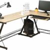 WLABCD Table Computer Desk L Shape Office Corner Table,Standing Combination Workbench Home Workstation Studio/Wood Color / 116×120×73cm