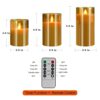 YMing LED Flameless Candles, Real Wax Moving Effect Flickering Glass Candles Set, Pillar Battery Operated Candles with Timer Remote,4" 5" 6" Pack
