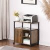 Kavonty Lateral File Cabinet,Office Filing Cabinets with Socket and USB Charging Port,Modern Rolling Printer Stand with Storage for A4, Letter Si