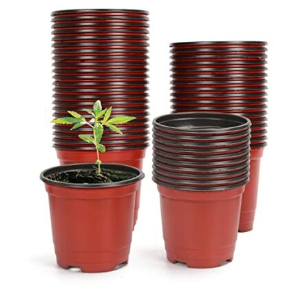 Atoke 50 Pack Thick Plastic Plant Pots,10cm Seed Starting Pot Flower Pot Plant Container for Seedlings,Vegetables,Succulents