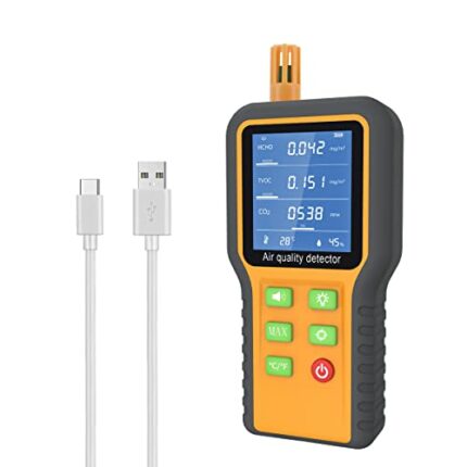 Air Quality Monitor High Sensitivity CO2 Monitor Formaldehyde Detector TVOC/Temp./Humidity Air Quality Monitor Indoor with Buzzer Prompt,Max Valu