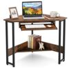DINGZZ Triangle Computer Desk Small Space Study Desk Home Office With Keyboard Tray Desk