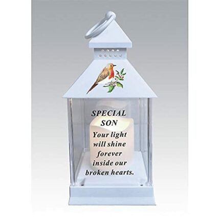 Waterproof Robin Memorial Graveside Lantern with LED Candle Son DF19158-E