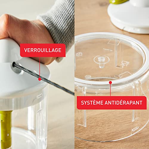 Tefal K1330404 Manual Food Chopper and Mixer with Stainless Steel Blades for Vegetables, Onions, Herbs and Nuts, 5 Second Chopper, 500 ml, Green