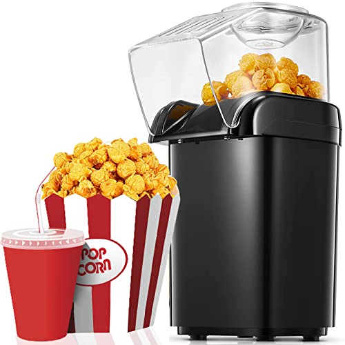 Popcorn Maker, HOUSNAT 1200w Upgraded Electric Popcorn Machine, 2 Minutes Qucik Popping, Hot Air Popcorn Popper for Fat-Free and Healthy Snacking