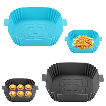 2 Piece Square Air Fryer Liners, 7.8" Air Fryer Silicone Basket, Reusable, Baking Mold, Replacement Baking Pan, for Air Fryer, Oven, Microwave (B