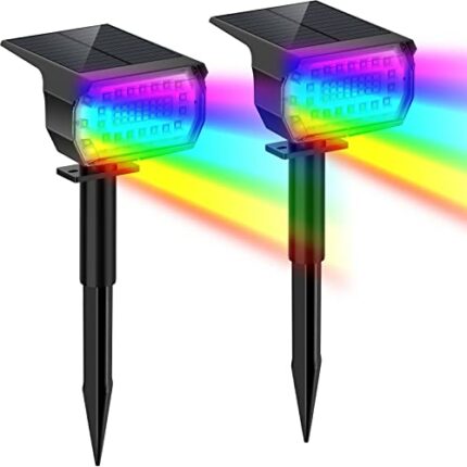 WELALO Solar Color Changing Lights Outdoor, Multi-Color RGB Solar Landscape Spotlights, Waterproof Solar Powered Garden Lights, 2-in-1 Solar Spot