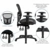 Flash Furniture Mid-Back Transparent Black Mesh Multifunction Executive Swivel Ergonomic Office Chair with Adjustable Arms, Metall, 58.42 x 72.39