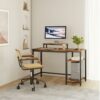 HEEYUE Computer Desk, Industrial Writing Desk with 2-Layer Storage Shelves and Headphone Hook, PC Laptop Table with Monitor Stand,Gaming Desk for