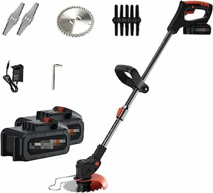 Cordless Trimmer, Home Small Handheld Weeder 10000mA Battery Rotating Machine Head Rechargeable Lawnmower Suitable for Garden Lawn Shrub Trimming
