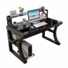 HAWEWE Modern Tempered Glass Computer Desk With Shelf PC Laptop Table Bedroom Simple Study Writing Desk Easy To Install Computer Workstation For