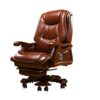 DLOETT Genuine Leather Home Solid Wood Swivel Chair Office Reclining Executive Chair Computer Mini Massage Chair (Color : Rosso)