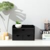 ExoLiry Black Bamboo Desk Organizer Wooden Storage Cabinet 3 Drawers with Shelf Tabletop Organization Box Home Office Workspace Bathroom Toiletri