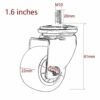 SKOAJAS Plate Casters 16 inches/50mm Thread casters M10 Furniture wheels with brake swivel silent Dust proof PU 160kg for office chair table trol