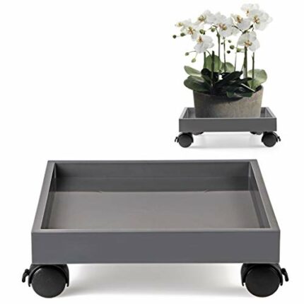 Skelang Plant Caddy, Plant Pallet with Brake Wheel Castors, Square Potted Plant Mover for Garden, Patio, Yard, Deck, Kitchen, 28 x 28cm, Loading