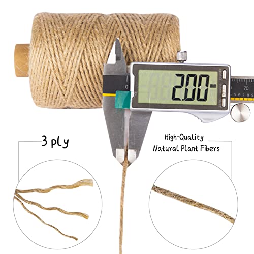 EMEKIAN 100M Natural Jute Twine, Jute String Rope 3 ply 2mm Thickness, Garden Twine String for Weddings, Floristry, Gifts, DIY Arts&Crafts, Decor