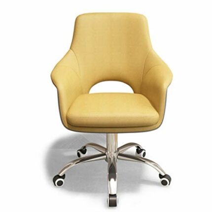 WALNUT Mid Back Ergonomic Office Waist with PU Stool Support Computer Desk with Armrest Work Chair (Color : Yellow)