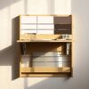 Wall Mounted Desk,Folding Drop-leaf Table with Bookshelf,Foldable Bookshelves,Space-Saving Fold Down Computer Laptop Writing Workbench,for Home O