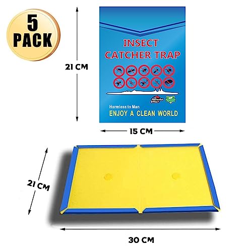 Pest Sticky Boards - 5 Pack Glue Traps Pads Multi-Use Sticky Boards for Kitchen Garden Indoor Outdoor