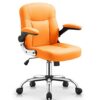 WALNUT Home Office Chairs Leather Offce Chair with Wheels Swivel Rolling Chair